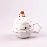 Чашка керамічна 400 мл Астронавт з кришкою та ложкою Білий (HPCY8282W)