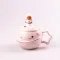 Чашка керамическая 400 мл Астронавт с крышкой и ложкой Розовый (HPCY8282P)