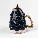 Кружка керамічна 460 мл Christmas tree з кришкою та паличкою для розмішування Темно-синій (HP1972NB)