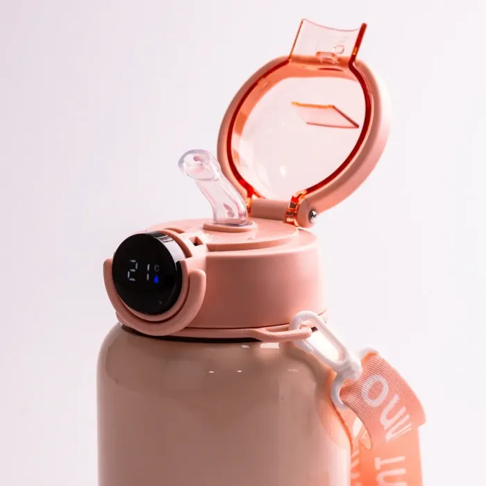 Термос с трубочкой из нержавеющей стали 650 мл с датчиком температуры ремешком до 12 часов. (3_2128961118) - изображение 3