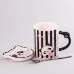 Чашка керамічна 350 мл The Panda з блюдцем та ложкою Смужка (HPCY8369ST)