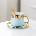 Чашка керамічна 350 мл із блюдцем та ложкою (HPCYM0857BL)