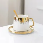 Чашка керамічна 350 мл із блюдцем та ложкою Білий (HPCYM0857W)