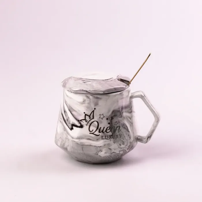 Набор керамических кружок 450 мл Queen&King с крышкой 2 штуки (HPCYYDX1142) - изображение 4