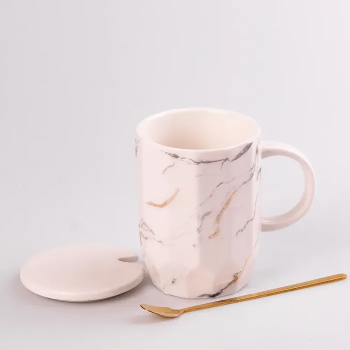 Чашка керамическая 420 мл Мармур Белый (HPCY8312W) - изображение 1