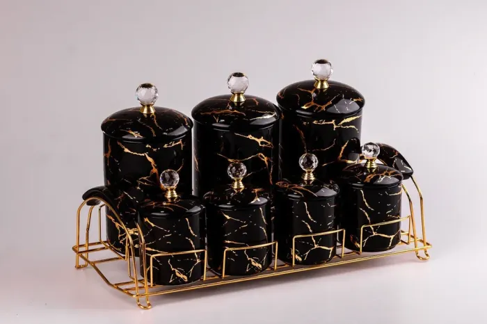 Набор для специй на подставке Мрамор 7 предметов (HPCY792AB) - изображение 3