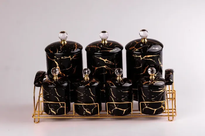 Набор для специй на подставке Мрамор 7 предметов (HPCY792AB) - изображение 4