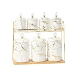 Набор для специй на подставке Мрамор с керамической крышкой 7 предметов (HPCY791AW)