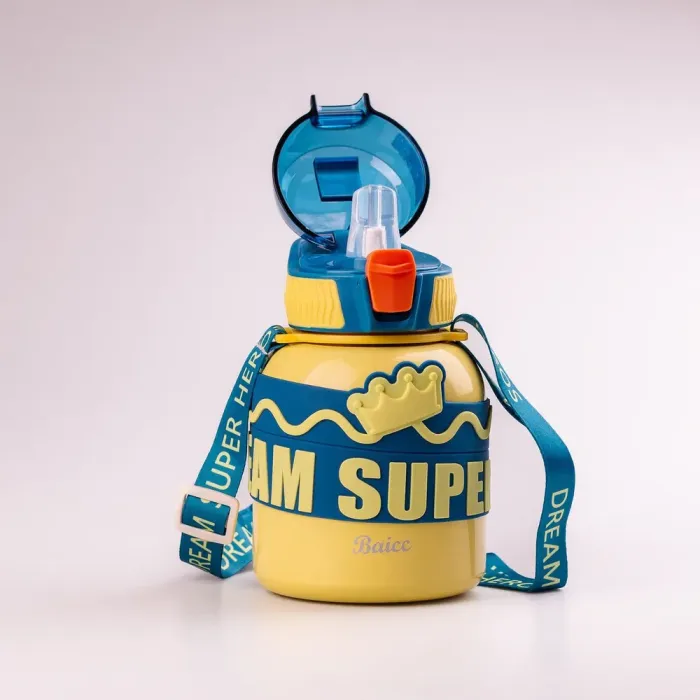 Термос детский с ремешком 560 мл из нержавеющей стали до 12 часов (HPGM8852Y). - изображение 4