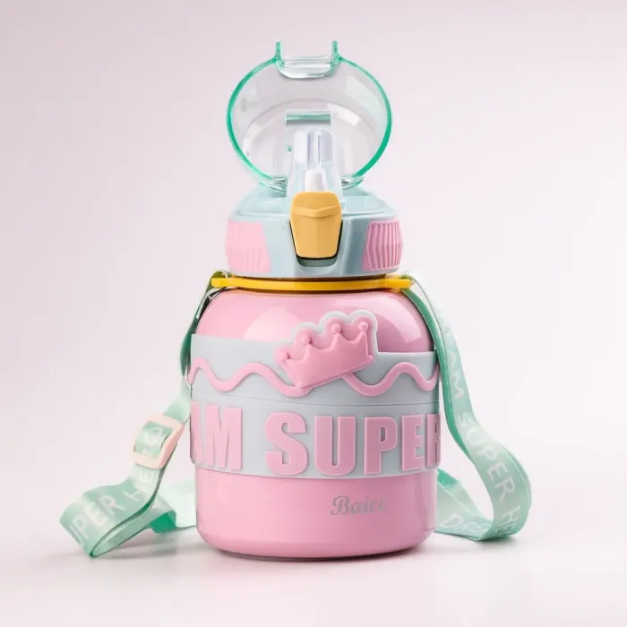 Термос детский с ремешком и поилкой 560 мл из нержавеющей стали до 12 часов (HPGM8852P) - изображение 4