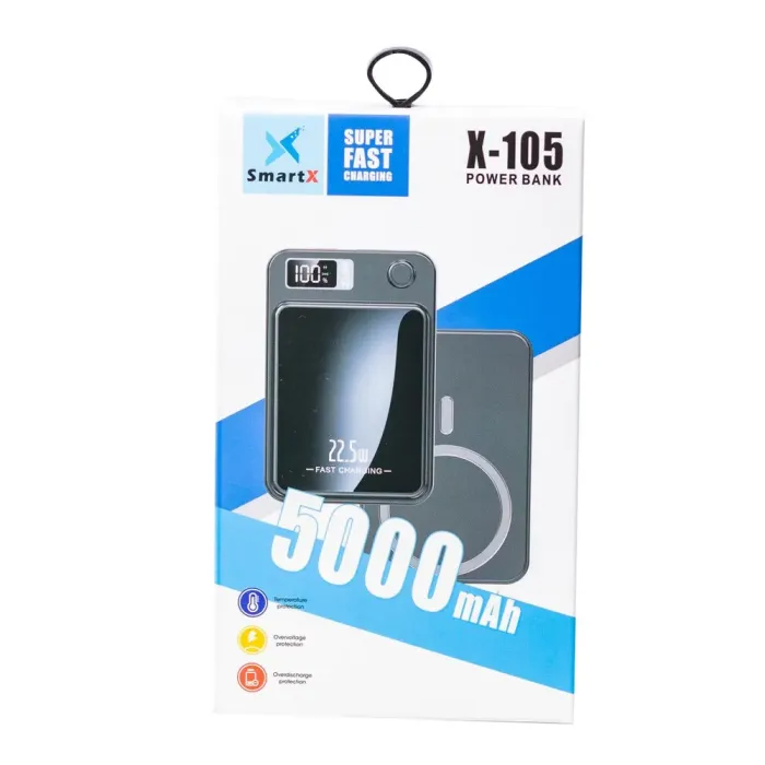 Повербанк з магнітною зарядкою 5000 mah powerbank 2 роз'єми USB Туре-С і Micro-USB (X105) - зображення 5