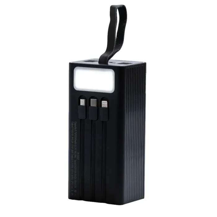 Повербанк з дисплеєм 50000 mAh Lightning Туре-С та Micro-USB зовнішній акумулятор 4 вбудованих кабелю (X102) - зображення 2