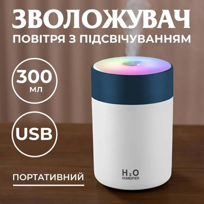 Увлажнитель воздуха для дома портативный USB 300 мл ароматический диффузор с подсветкой Белый - изображение 2