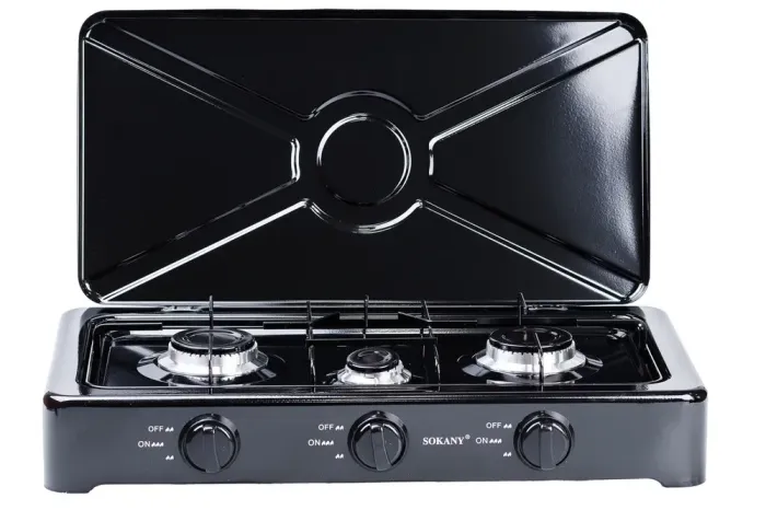 Газовая плита настольная портативная на 3 конфорки с крышкой (SK07003) - изображение 1