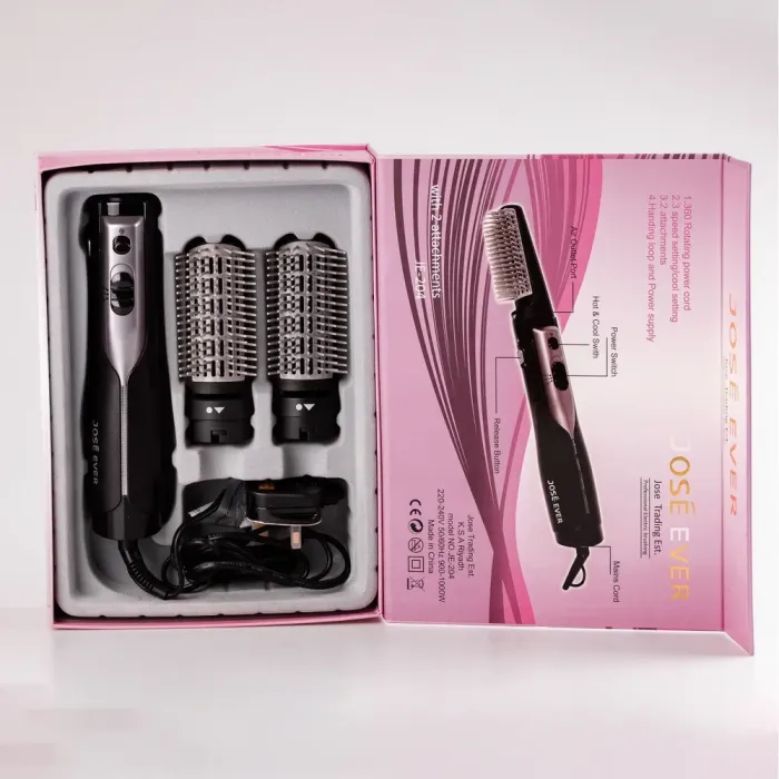 Фен стайлер для волосся 2 в 1 керамічний 1000 Вт 2 швидкості щітка фен Sokany JE-204 Срібло (JE204SL) - зображення 5