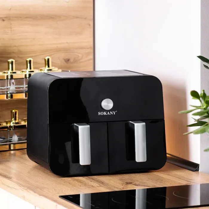 Аерофритюрниця електрична аерогриль 10 л 2400 Вт з двома відділеннями сенсорна SOKANY SK-10008 (SK10008) - зображення 1