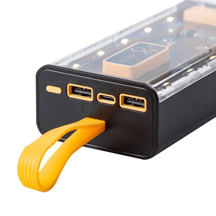 Повербанк 20000 mah powerbank USB/Micro-USB/Type-C/Lightning зовнішній акумулятор 4 вбудовані кабелі (X101) - зображення 4