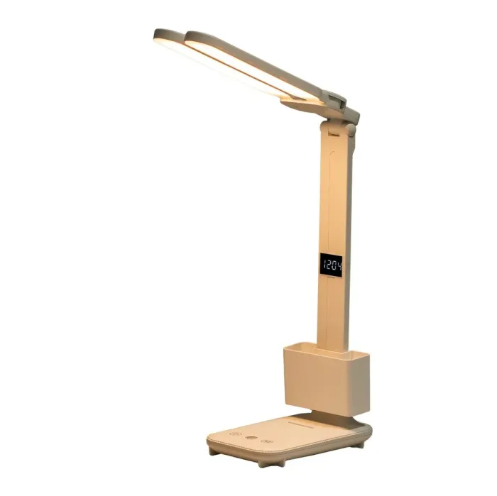 Лампа настільна світлодіодна з сенсорним керуванням з годинником світильник акумуляторний LED складаний (HP0721205C) - зображення 3