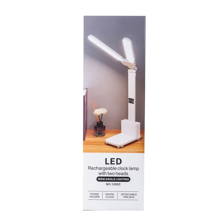 Лампа настільна світлодіодна з сенсорним керуванням з годинником світильник акумуляторний LED складаний (HP0721205C) - зображення 9