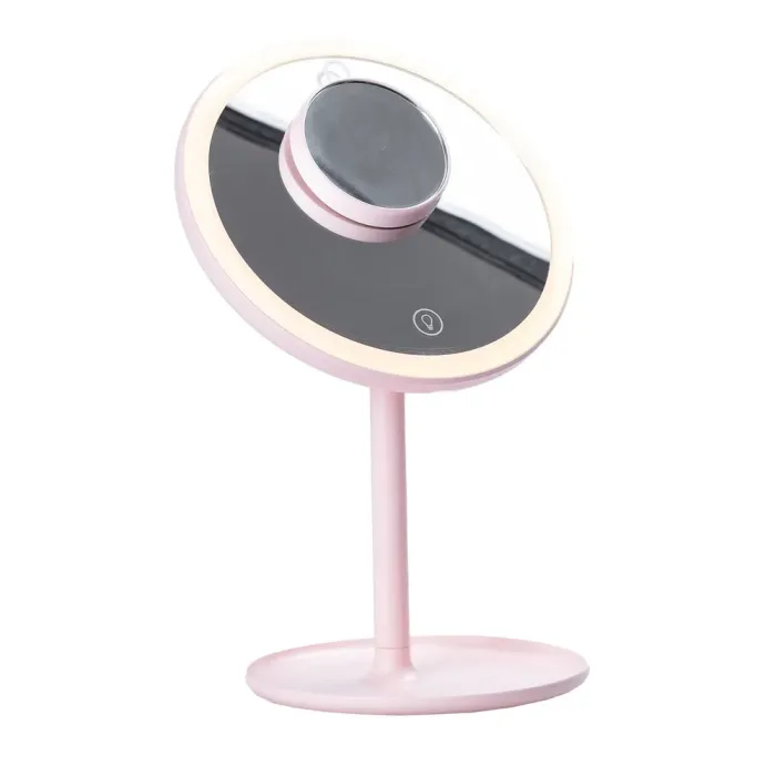 Дзеркало настільне кругле з збільшенням і led підсвіткою для макіяжу Рожевий (HP072TD020P) - зображення 1
