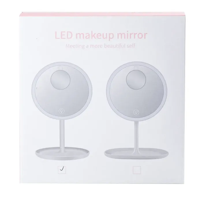 Дзеркало настільне кругле з збільшенням і led підсвіткою для макіяжу Рожевий (HP072TD020P) - зображення 4