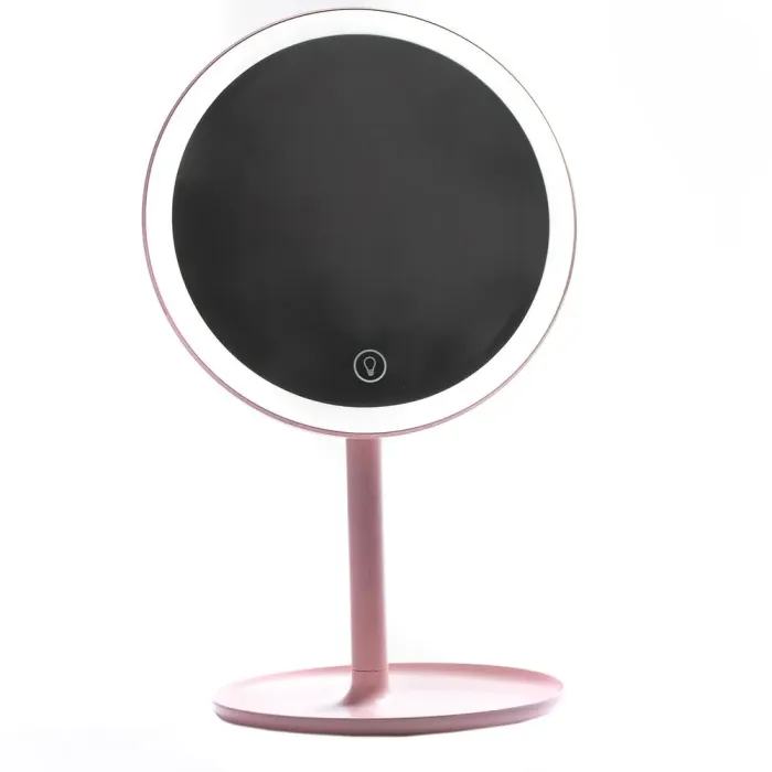 Дзеркало настільне кругле з збільшенням і led підсвіткою для макіяжу Рожевий (HP072TD020P) - зображення 2