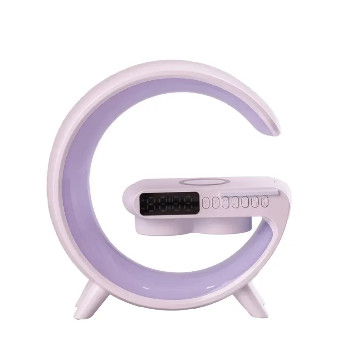 Портативна колонка Bluetooth бездротова 15 Вт 3 в 1 настільна лампа і годинник RGB LED в стилі Big G (UR126) - зображення 5