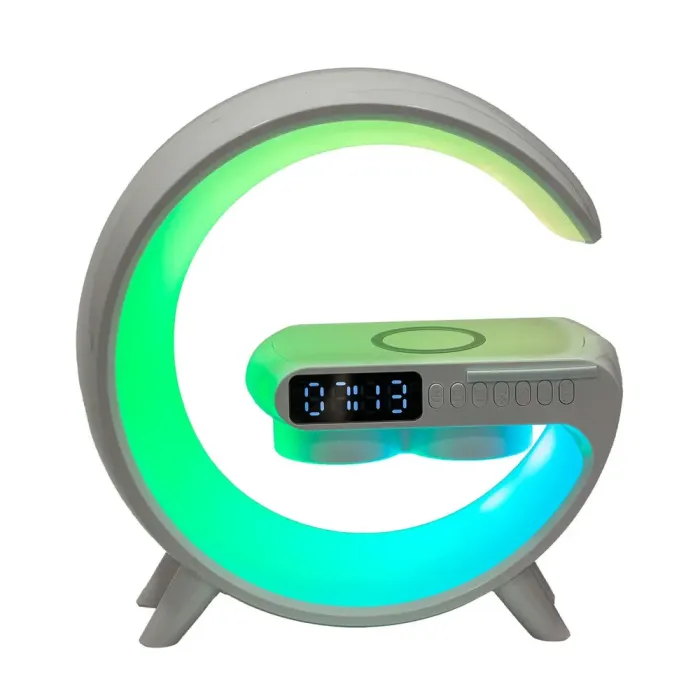 Портативна колонка Bluetooth бездротова 15 Вт 3 в 1 настільна лампа і годинник RGB LED в стилі Big G (UR126) - зображення 3