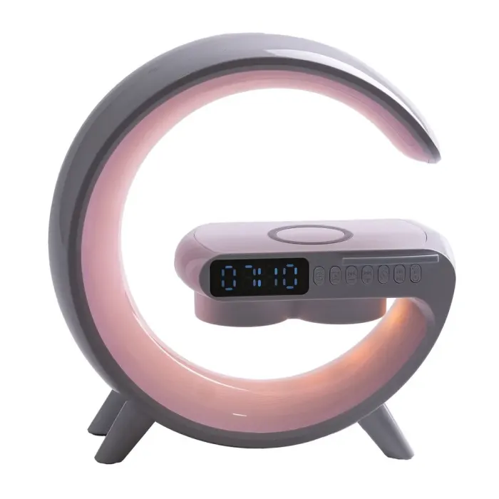 Портативна колонка Bluetooth бездротова 15 Вт 3 в 1 настільна лампа і годинник RGB LED в стилі Big G (UR126) - зображення 4