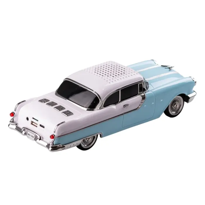 Портативна колонка Bluetooth бездротова у формі машинки 3 Вт потужна Блакитно-білий (UR125BLW) - зображення 5