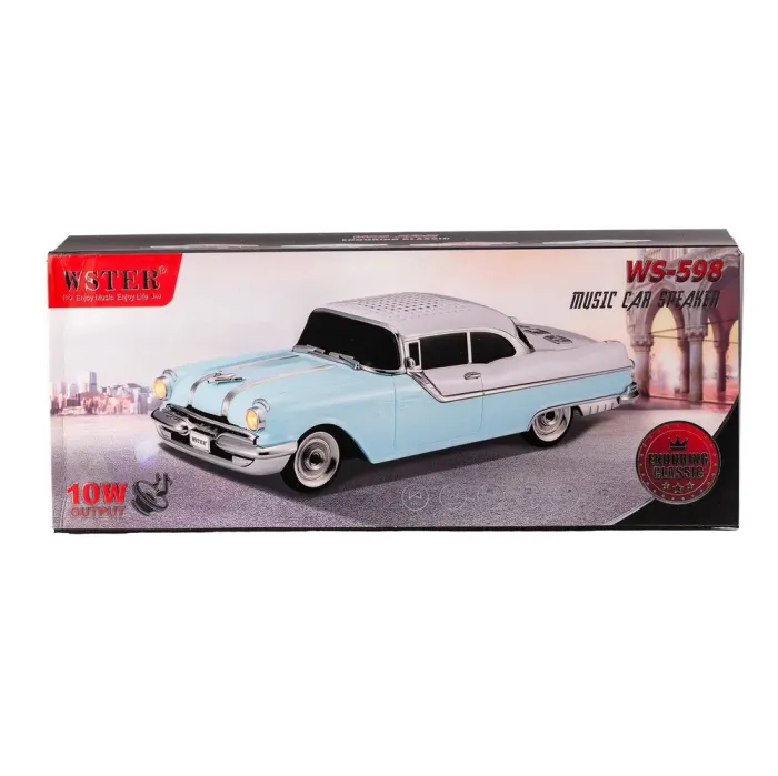 Портативна колонка Bluetooth бездротова у формі машинки 3 Вт потужна Блакитно-білий (UR125BLW) - зображення 6