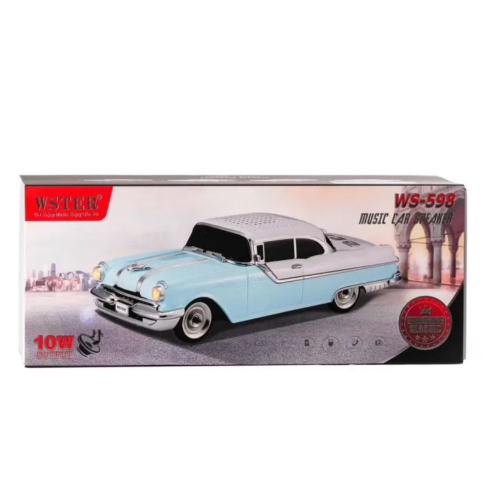 Портативна колонка Bluetooth бездротова у формі машинки 3 Вт потужна Бірюзово-бежевий (UR125TBE) - зображення 5