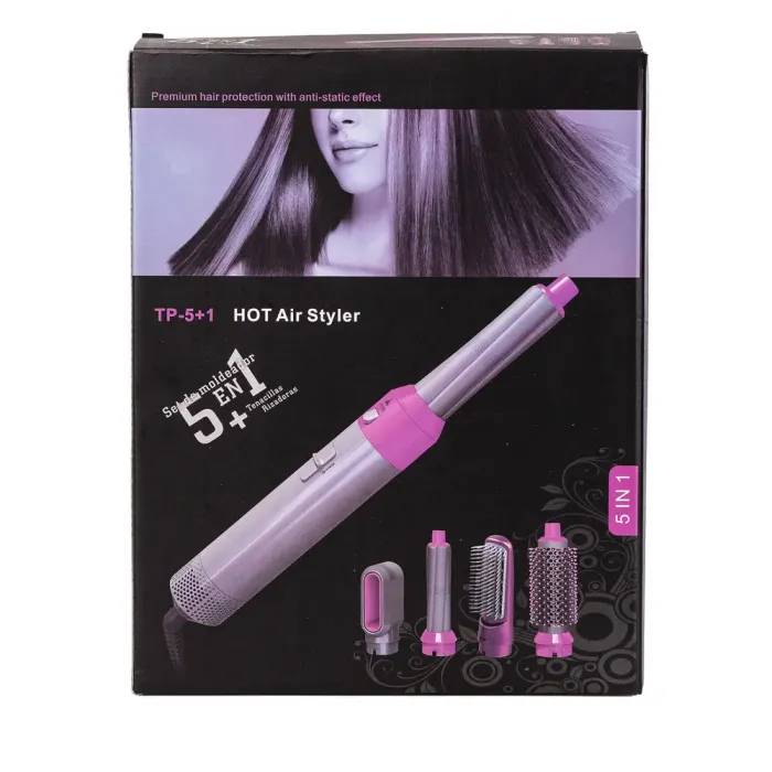 Фен для волосся 5 в 1 стайлер для укладання волосся 1000 Вт 5 насадок 3 режими швидкості (HP7956PUR) - зображення 5