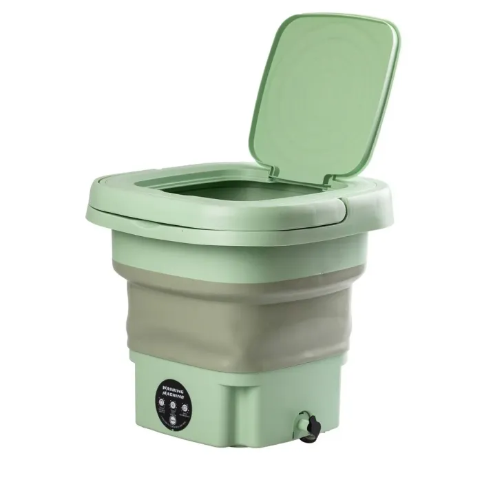 Пральна машина портативна складна 8 л 80°С напівавтоматична міні пралка ультразвукова Зелений (GL1GR) - зображення 2