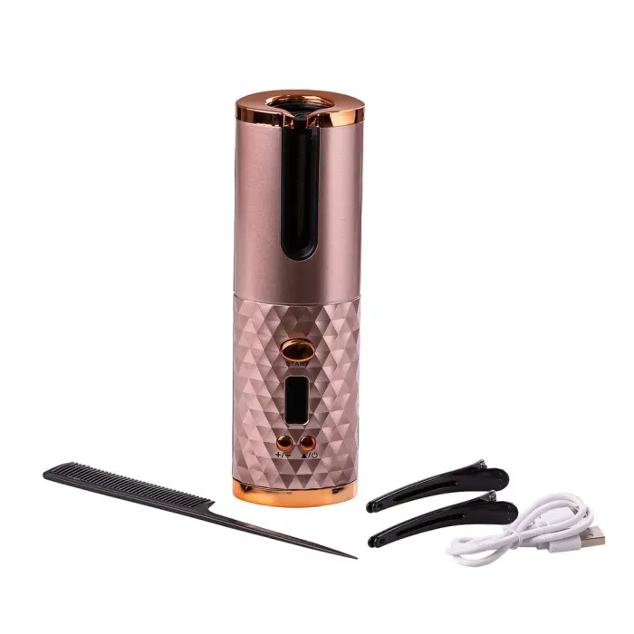 Плойка автоматическая беспроводная до 200 градусов портативный стайлер для завивки волос с таймером Шампань. - изображение 2