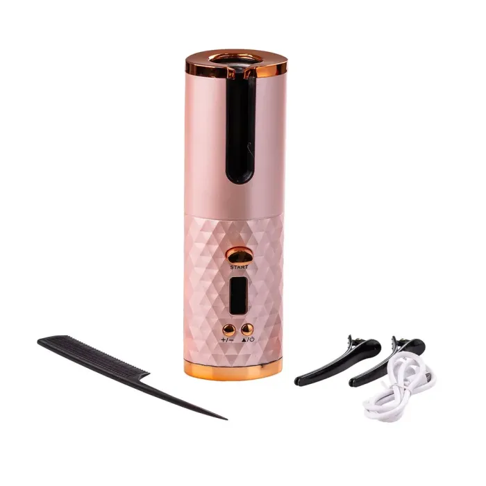 Плойка автоматична бездротова до 200 градусів портативний стайлер для завивки волосся з таймером Рожевий (HP7955P) - зображення 2