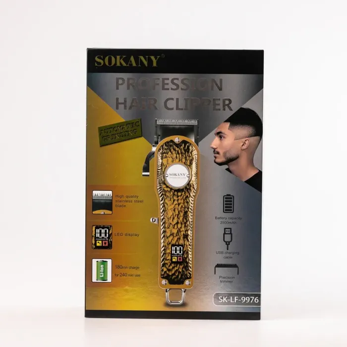 Тример професійний акумуляторний з 4 насадками та USB машинка для стрижки бездротова Sokany SK-LF-9976 (SKLF9976GL) - зображення 4