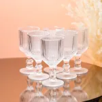 Чарка на ніжці для міцних напоїв фігурна прозора ребриста з товстого скла набор 6 шт (HP7111)