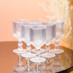 Чарка на ніжці для міцних напоїв фігурна прозора ребриста з товстого скла набор 6 шт Rainbow (HP7111RB)