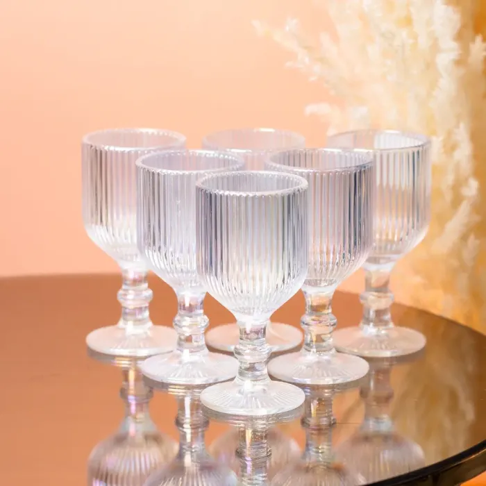 Чарка на ніжці для міцних напоїв фігурна прозора ребриста з товстого скла набор 6 шт Rainbow (HP7111RB) - зображення 1