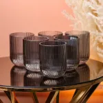Склянка для напоїв фігурна прозора ребриста з товстого скла набір 6 шт Сірий (HP7112G)