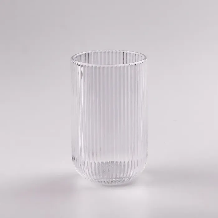 Склянка для напоїв висока фігурна прозора ребриста з товстого скла набір 6 шт (HP7113) - зображення 3