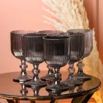 Келих для вина високий фігурний прозорий ребристий з товстого скла набір 6 шт Сірий (HP7115G)