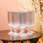 Келих для шампанського фігурний прозорий ребристий з товстого скла набір 6 шт Rainbow (HP7116RB)