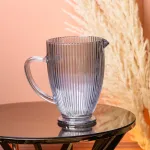 Глек для напоїв 1.2 л фігурний прозорий ребристий із товстого скла Блакитний (HP7118BL)