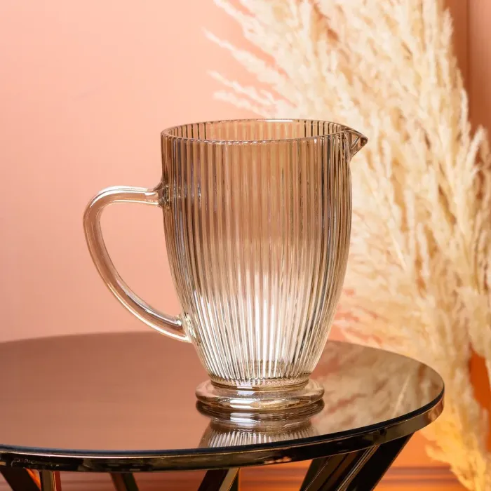 Глек для напоїв 1.2 л фігурний прозорий ребристий із товстого скла Tea Color (HP7118TC) - зображення 1