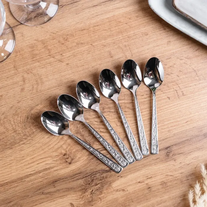 Набор столовых чайных ложек 6шт. нержавеющая сталь нержавеющая сталь гальваническое покрытие (HP695) - изображение 1