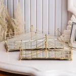 Фруктовниця цукерниця прямокутна металева із дзеркальною основою набір 2 шт (HP427)