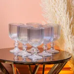 Келих для вина високий фігурний прозорий ребристий з товстого скла набір 6 шт Rainbow (HP7115RB)