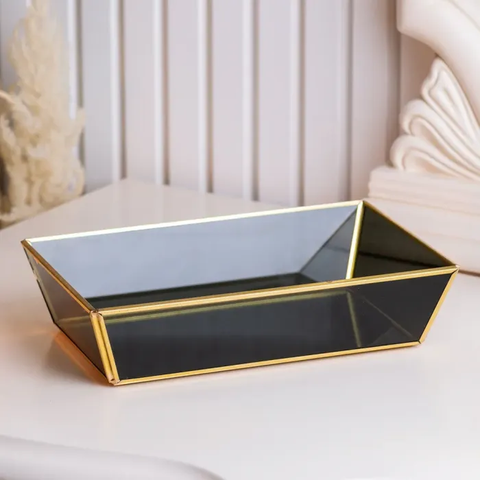 Піднос декоративний прямокутний чорний для сервірування 25х16,5 см (HP419) - зображення 1